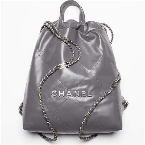 chanel canvas backpack grey|Chanel backpack with studs.